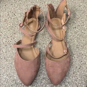 Pink strappy dress flats